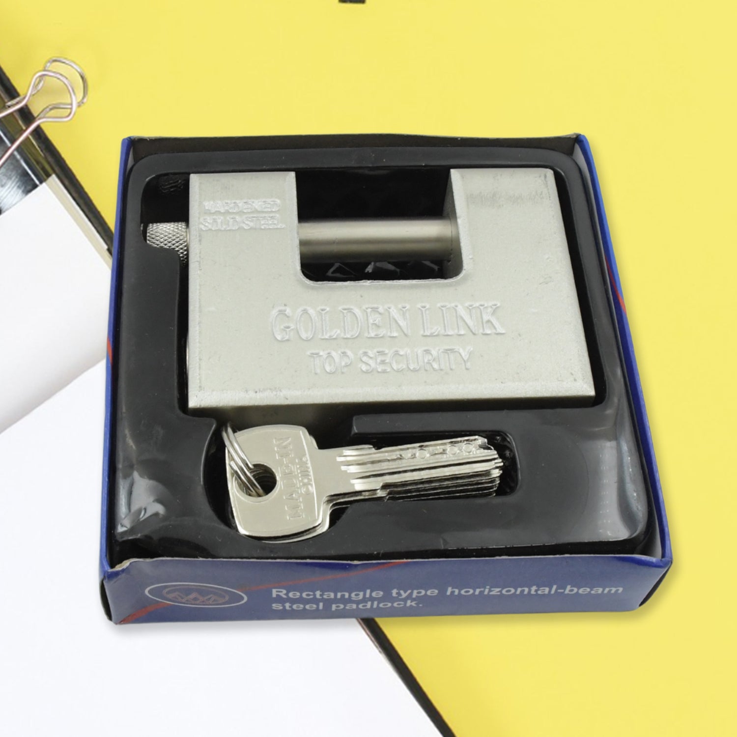 9323 Stainless Steel Padlock | Rectangular Shape | Hardened Steel | High Resistance With 5 Keys, Door Lock for Home Dormitory, Waterproof Antirust Anti-theft Padlocks Outdoor Gate Shed Locks Warehouse Big Door Drawer Lock (94 MM) 9323 Stainless Steel Padlock | Rectangular Shape | Hardened Steel | High Resistance With 5 Keys, Door Lock for Home Dormitory, Waterproof Antirust Anti-theft Padlocks Outdoor Gate Shed Locks Warehouse Big Door Drawer Lock (94 MM)
